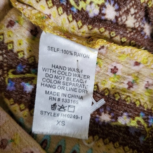ALTAR'D STATE Patterned Yellow Boho Crop Blouse XS - Picture 7 of 7